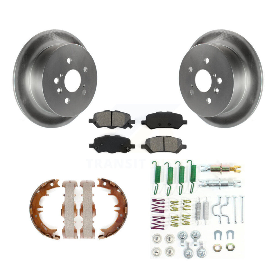 Rear Disc Coated Rotors Semi-Metallic Pads Parking Shoes & Hardware Kit For Toyota Venza KGS-103332