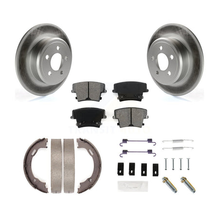 Rear Disc Coated Rotors Semi-Metallic Pads Parking Shoes Hardware Kit For Dodge Chrysler KGS-103338