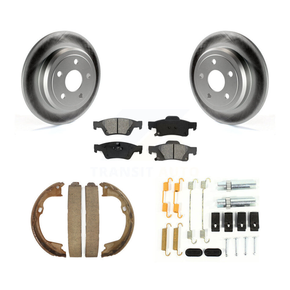 Rear Disc Coated Rotors Semi-Metallic Pads Parking Shoes & Hardware Kit For Dodge Durango KGS-103343