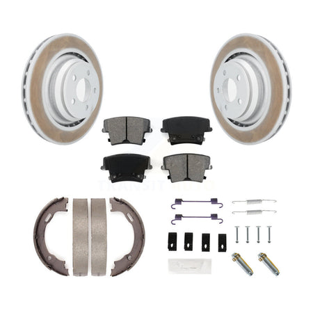 Rear Disc Coated Rotors Semi-Metallic Pads Parking Shoes & Hardware Kit For Dodge Charger KGS-103346