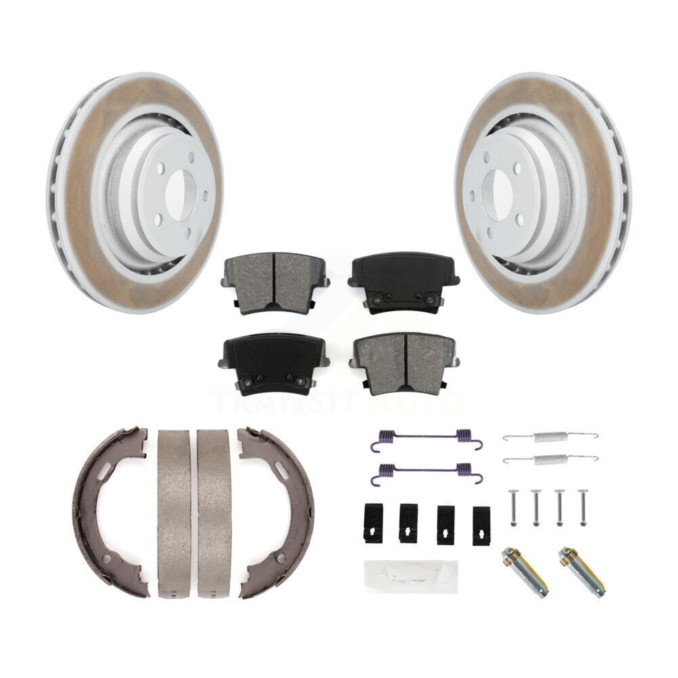 Rear Disc Coated Rotors Semi-Metallic Pads Parking Shoes & Hardware Kit For Dodge Charger KGS-103346