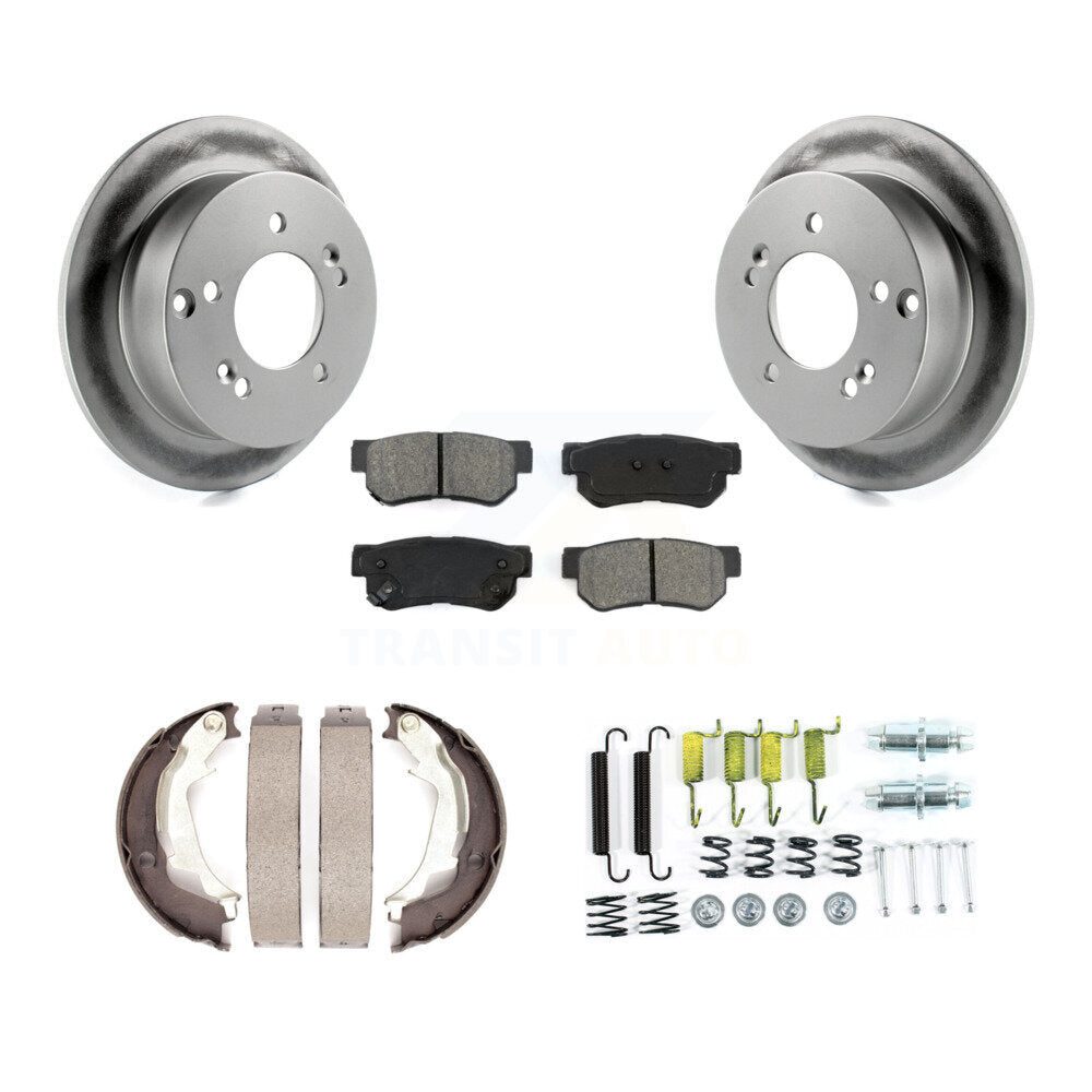 Rear Disc Coated Rotors Semi-Metallic Pads Parking Shoes Hardware Kit For Hyundai Sonata KGS-103361
