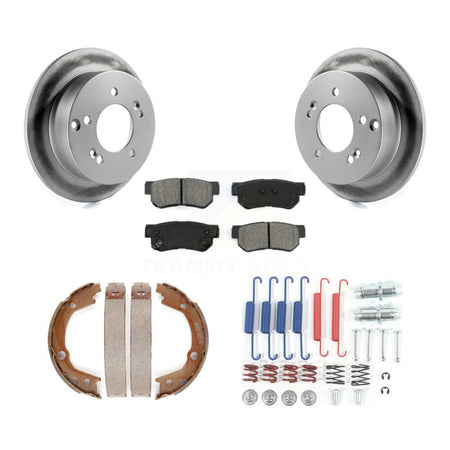 Rear Disc Coated Rotors Semi-Metallic Pads Parking Shoes And Hardware Kit For Kia Optima KGS-103366
