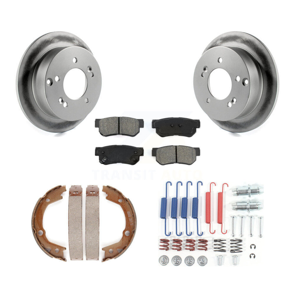 Rear Disc Coated Rotors Semi-Metallic Pads Parking Shoes And Hardware Kit For Kia Optima KGS-103366