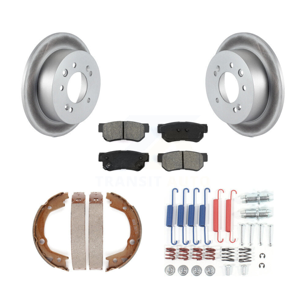 Rear Disc Coated Rotors Semi-Metallic Pads Parking Shoes Hardware Kit For Hyundai Elantra KGS-103367