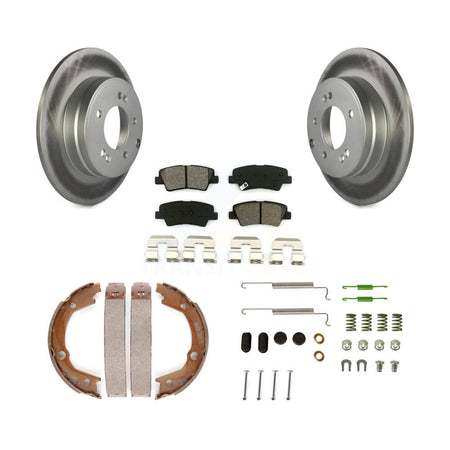Rear Disc Coated Rotors Semi-Metallic Pads Parking Shoes Hardware Kit For Hyundai Sonata KGS-103368