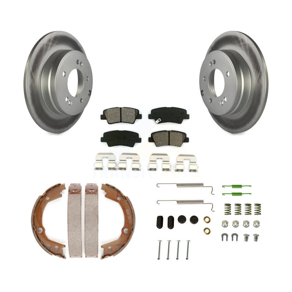 Rear Disc Coated Rotors Semi-Metallic Pads Parking Shoes Hardware Kit For Hyundai Sonata KGS-103368