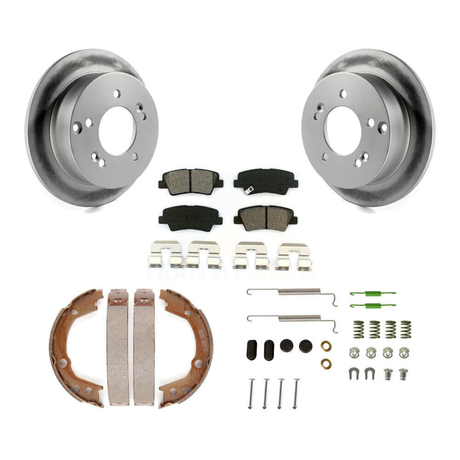 Rear Disc Coated Rotors Semi-Metallic Pads Parking Shoes Hardware Kit For Hyundai Sonata KGS-103369