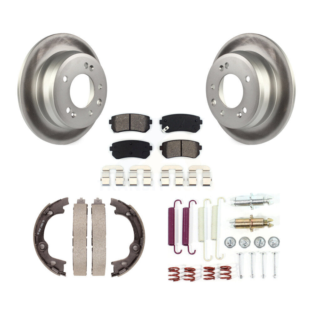 Rear Disc Coated Rotors Semi-Metallic Pads Parking Shoes Hardware Kit For Hyundai Elantra KGS-103370