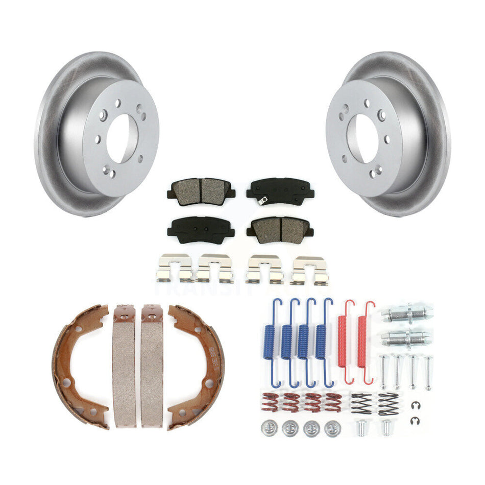 Rear Disc Coated Rotors Semi-Metallic Pads Parking Shoes Hardware Kit For Hyundai Elantra KGS-103371