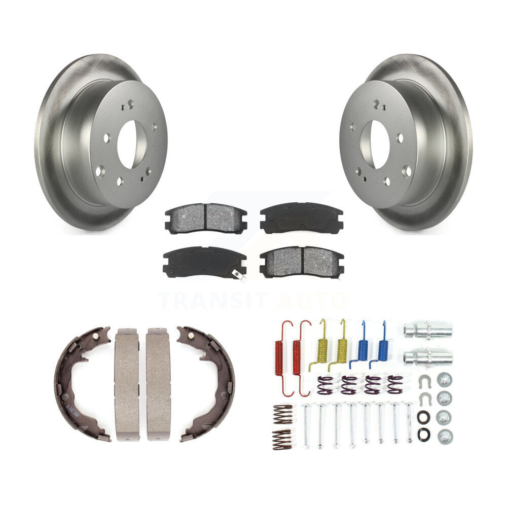 Rear Disc Coated Rotors Semi-Metallic Pads Parking Shoes And Hardware Kit For Mitsubishi KGS-103383