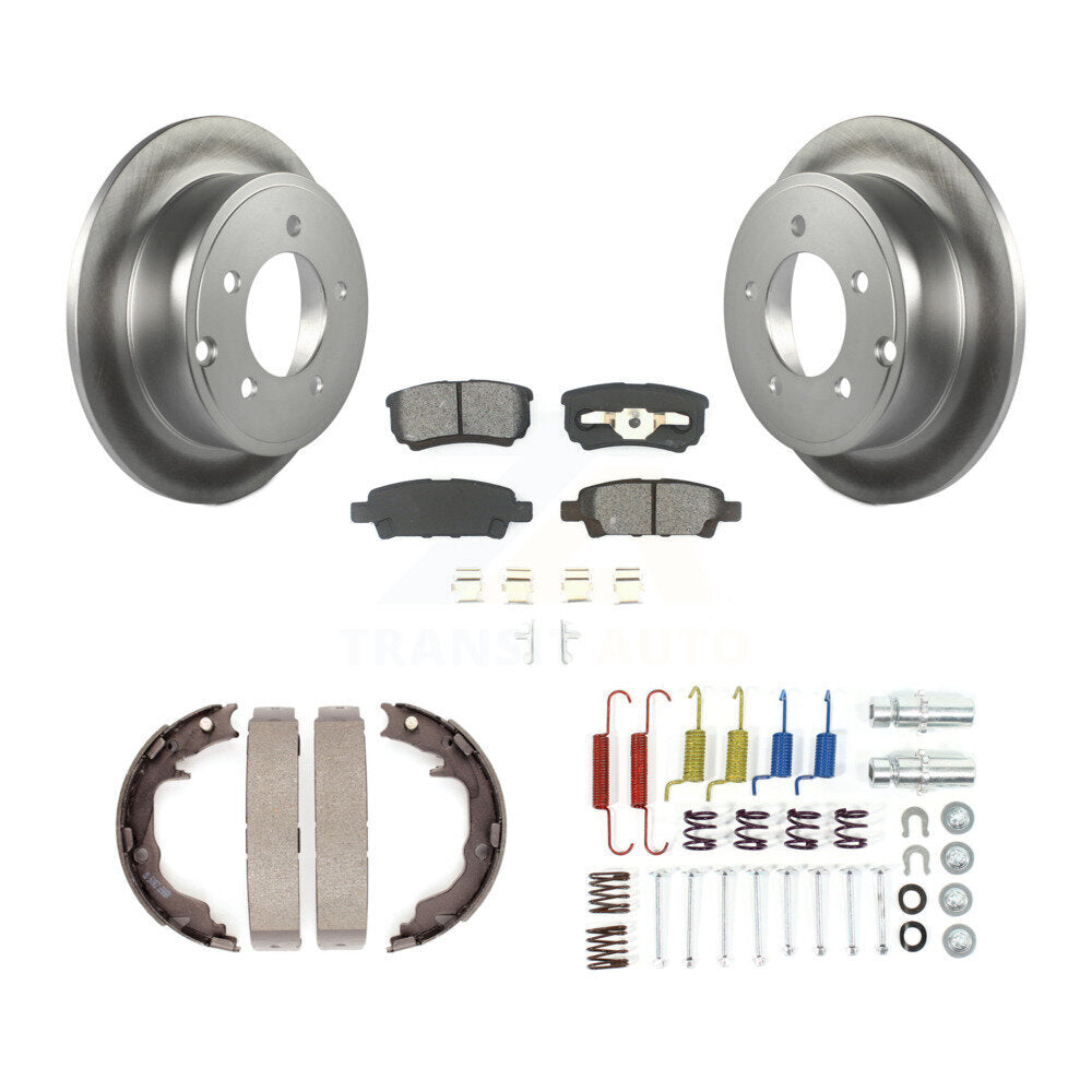 Rear Disc Coated Rotors Semi-Metallic Pads Parking Brake Shoes And Hardware Kit For KGS-103390