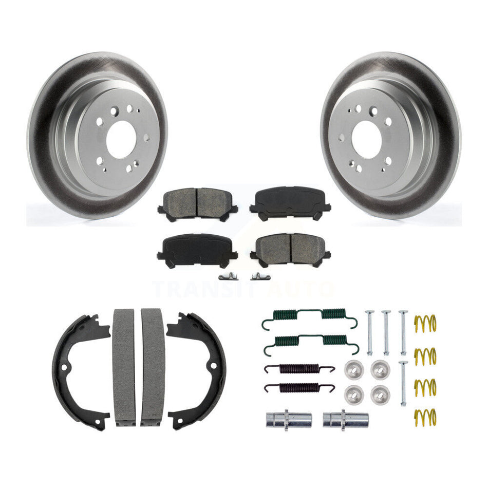 Rear Disc Coated Rotors Semi-Metallic Pads Parking Shoes And Hardware Kit For Honda Pilot KGS-103413