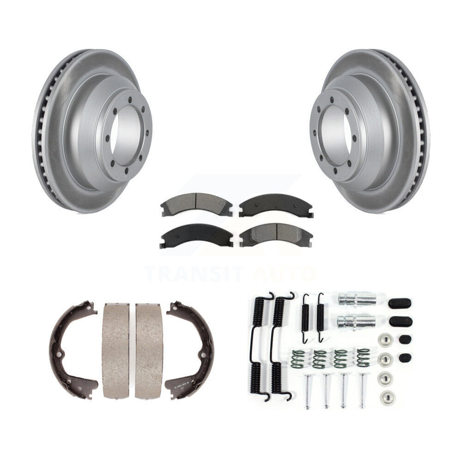 Rear Disc Coated Rotors Semi-Metallic Pads Parking Brake Shoes And Hardware Kit For KGS-103415