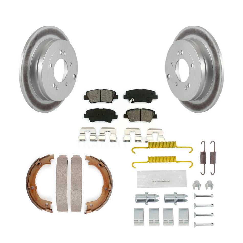 Rear Disc Coated Rotors Semi-Metallic Pads Parking Shoes And Hardware Kit For Kia Amanti KGS-103419