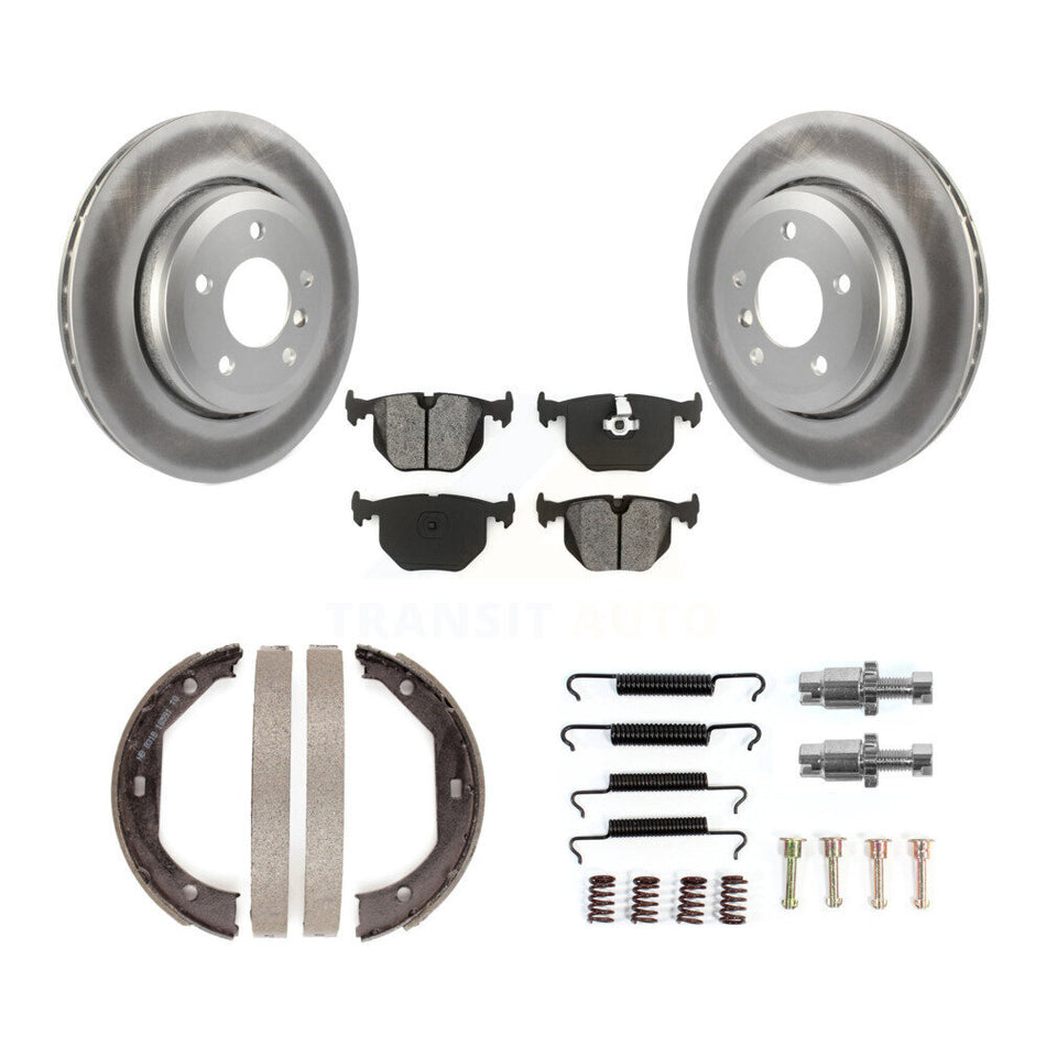 Rear Disc Coated Rotors Semi-Metallic Pads Parking Shoes Hardware Kit For BMW 330Ci 330i KGS-103420