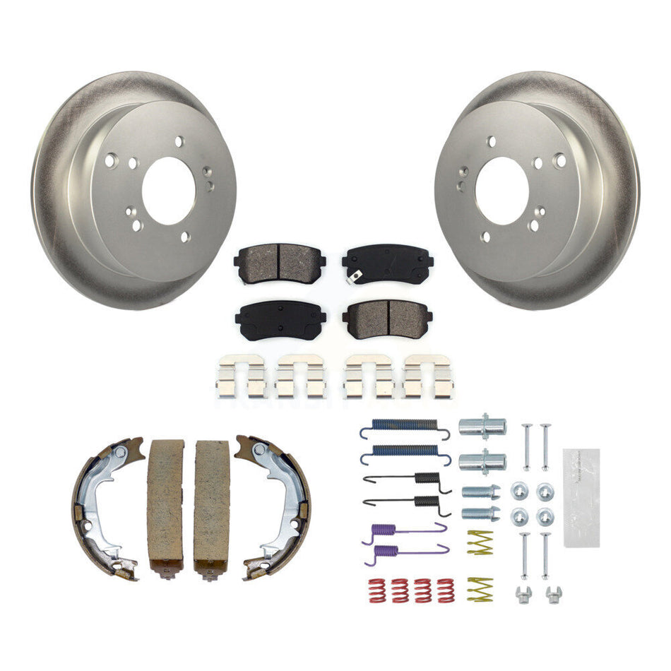 Rear Disc Coated Rotors Semi-Metallic Pads Parking Shoes Hardware Kit For Hyundai Tucson KGS-103422