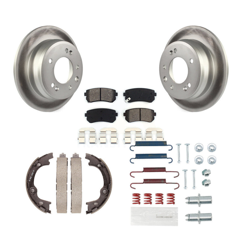 Rear Disc Coated Rotors Semi-Metallic Pads Parking Shoes Hardware Kit For Hyundai Tucson KGS-103423