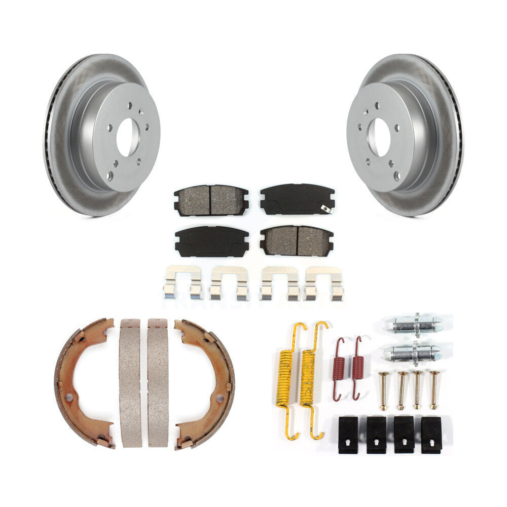 Rear Disc Coated Rotors Semi-Metallic Pads Parking Shoes & Hardware Kit For Chevrolet Vue KGS-103427