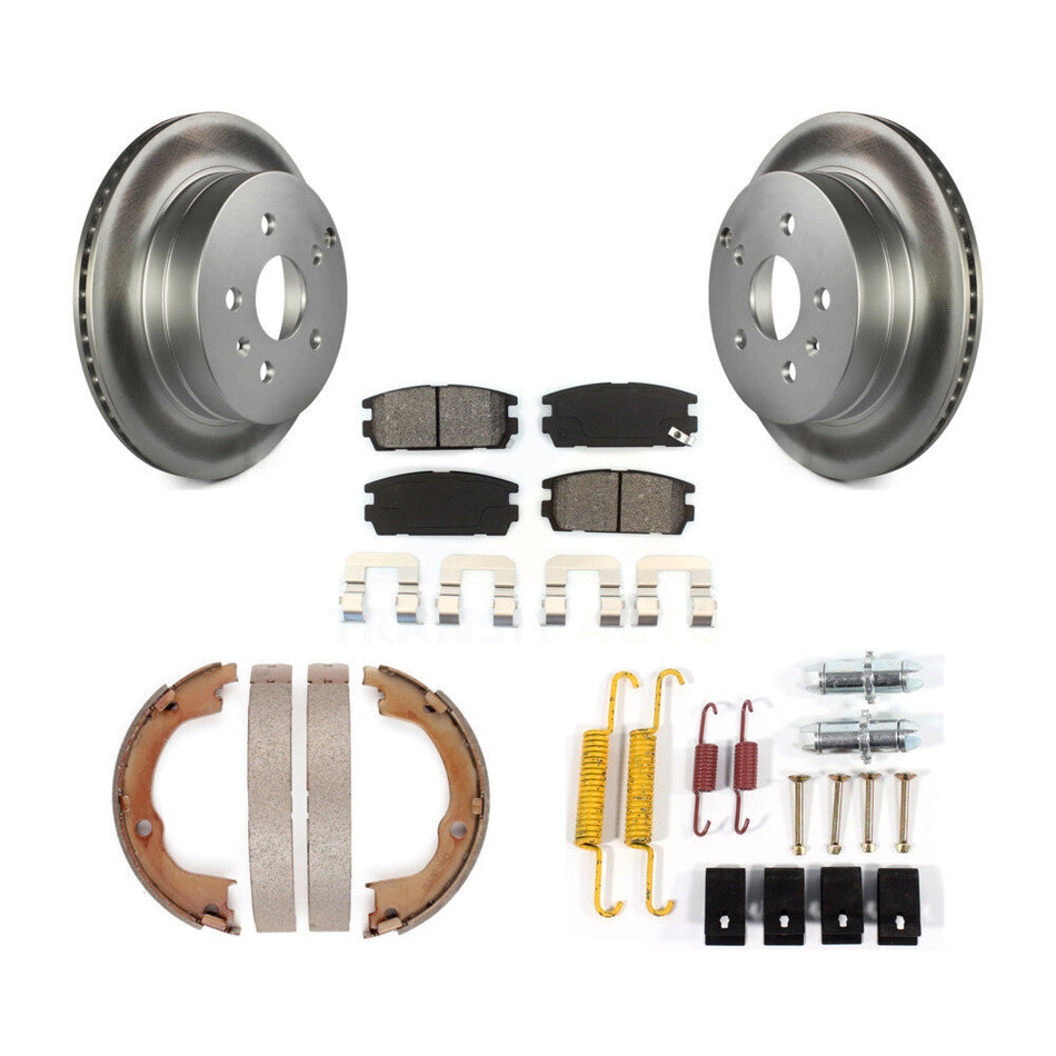 Rear Disc Coated Rotors Semi-Metallic Pads Parking Shoes & Hardware Kit For Chevrolet GMC KGS-103429