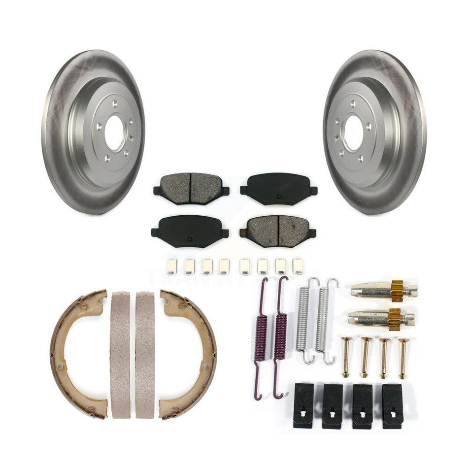 Rear Disc Coated Rotors Semi-Metallic Pads Parking Shoes And Hardware Kit For Lincoln MKT KGS-103430