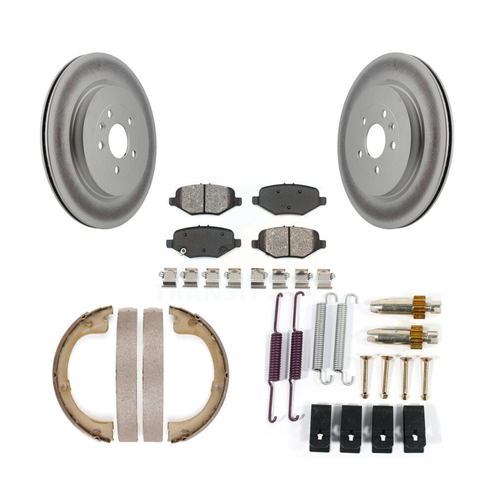 Rear Disc Coated Rotors Semi-Metallic Pads Parking Shoes And Hardware Kit For Lincoln MKT KGS-103431