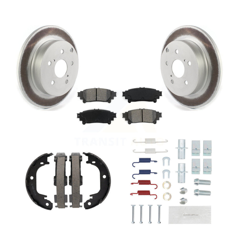Rear Disc Coated Rotors Semi-Metallic Pads Parking Shoes Hardware Kit For Toyota Prius V KGS-103433