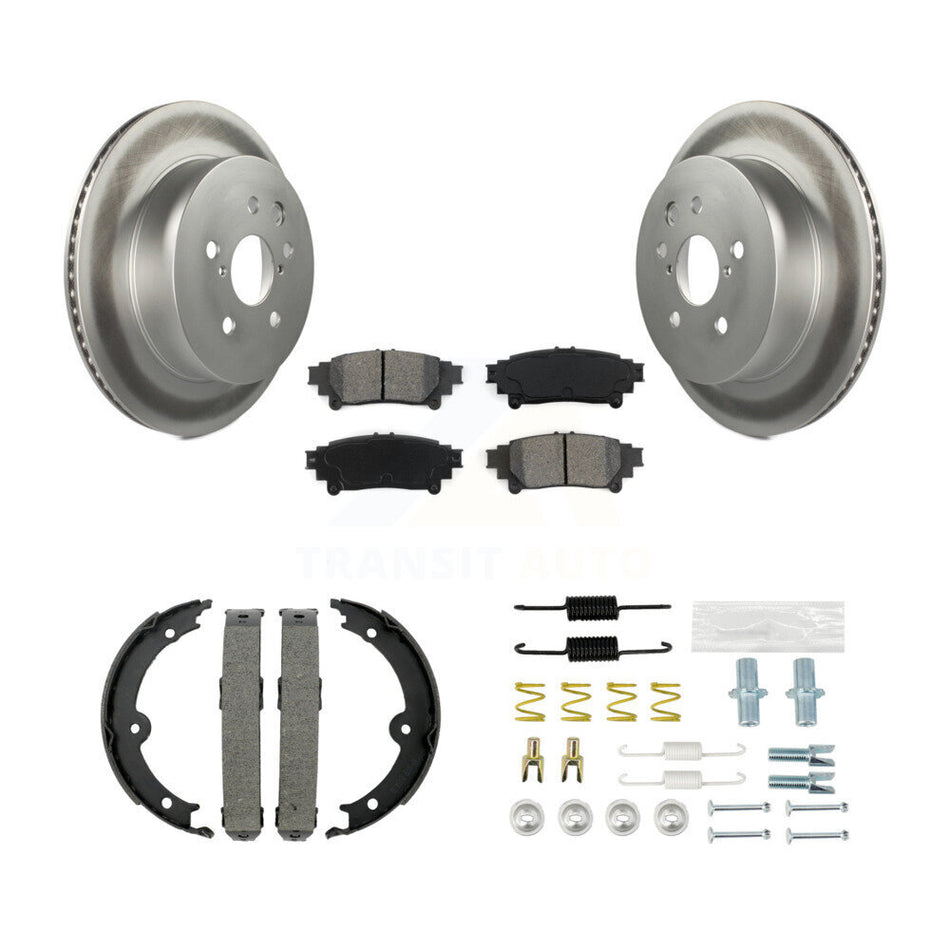 Rear Disc Coated Rotors Semi-Metallic Pads Parking Shoes And Hardware Kit For Lexus IS250 KGS-103435