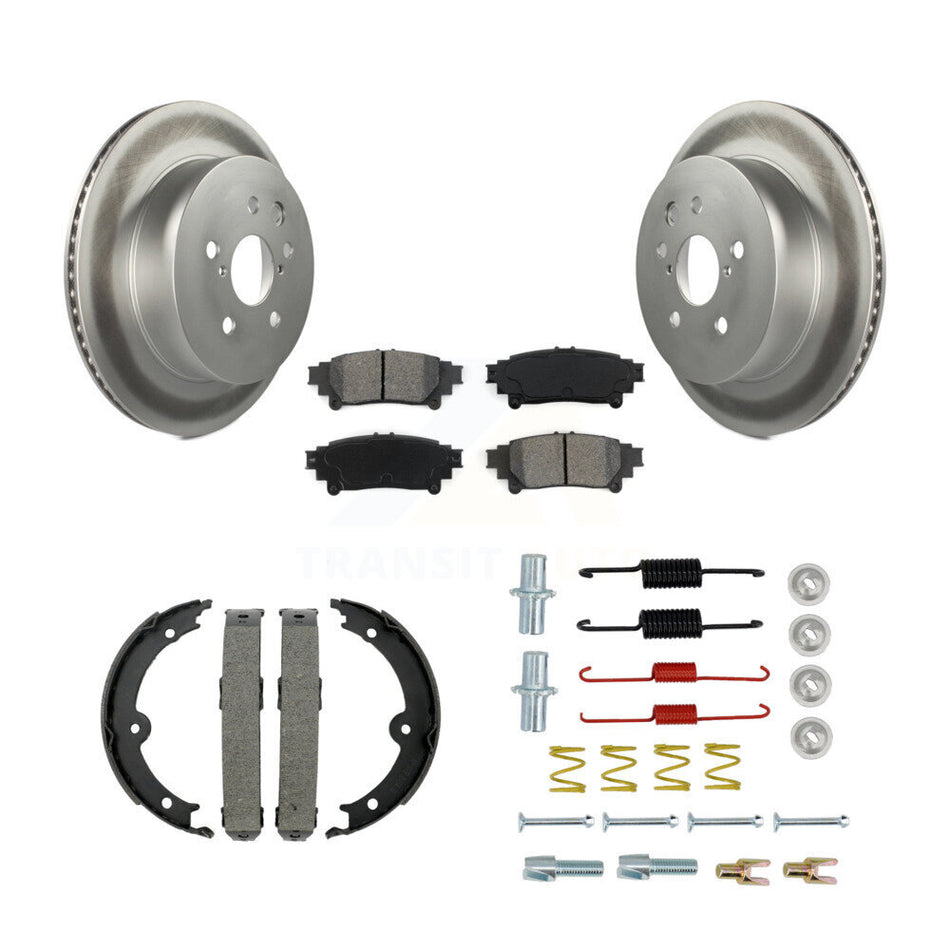 Rear Disc Coated Rotors Semi-Metallic Pads Parking Shoes And Hardware Kit For Lexus IS350 KGS-103436