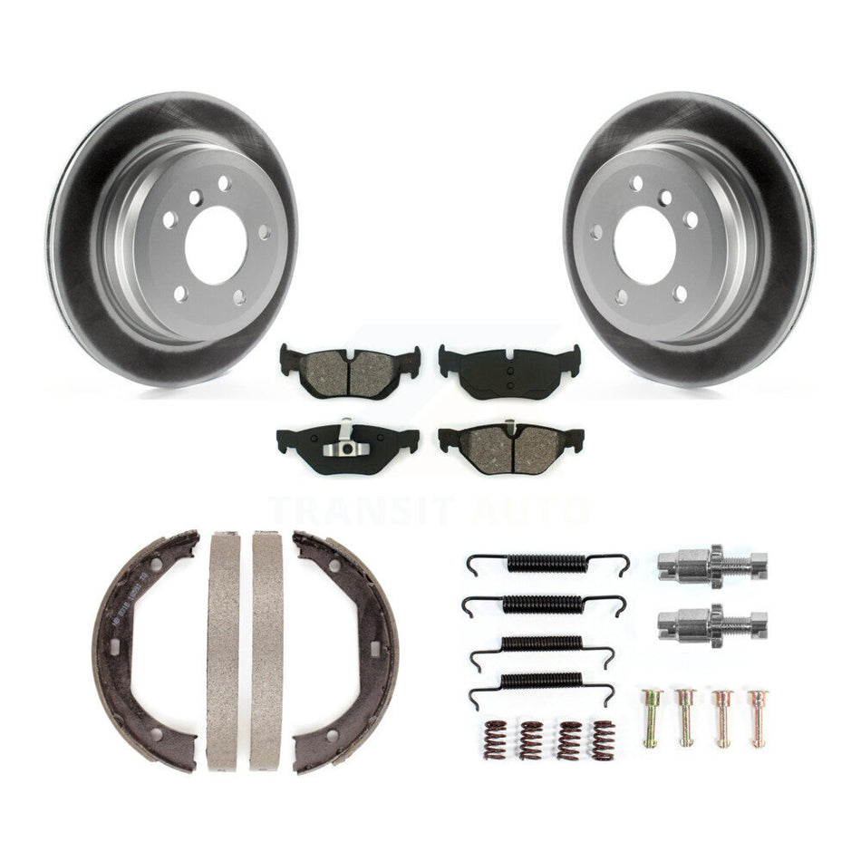Rear Disc Coated Rotors Semi-Metallic Pads Parking Shoes Hardware Kit For BMW 328i xDrive KGS-103439