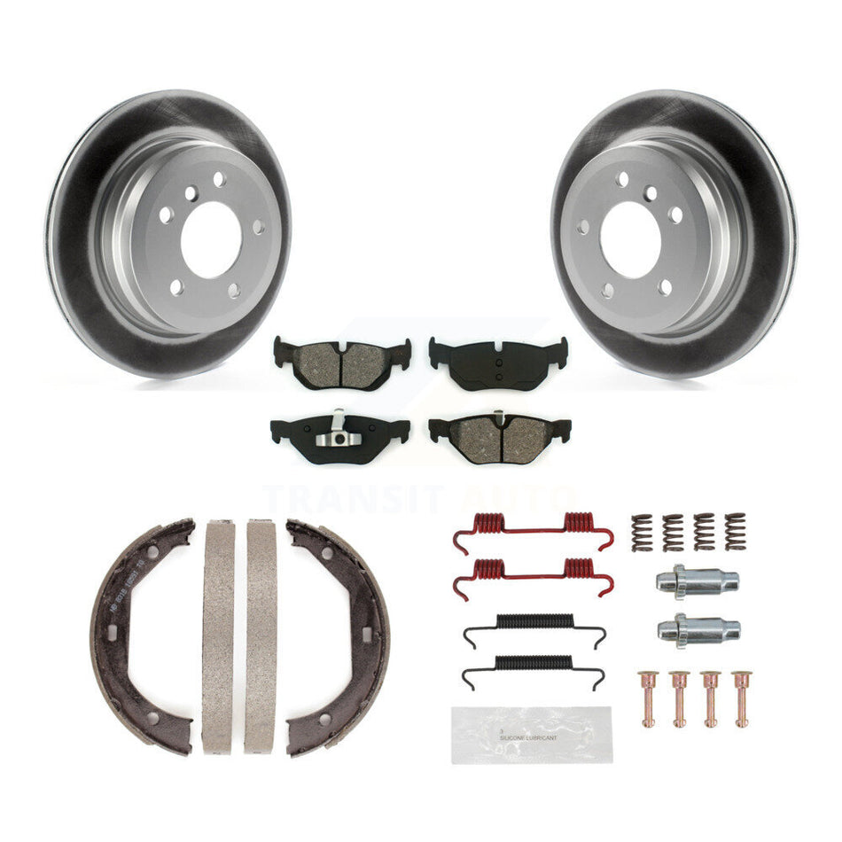 Rear Disc Coated Rotors Semi-Metallic Pads Parking Shoes Hardware Kit For BMW 328i xDrive KGS-103441