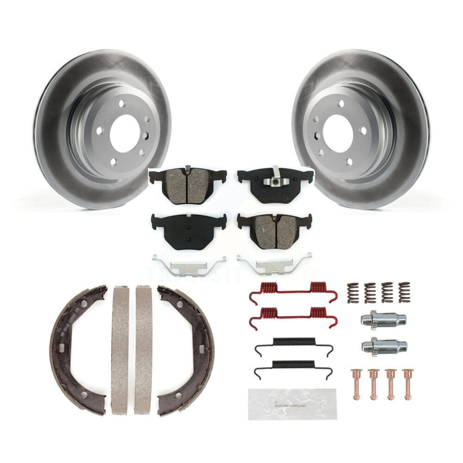Rear Disc Coated Rotors Semi-Metallic Pads Parking Brake Shoes & Hardware Kit For BMW X1 KGS-103442