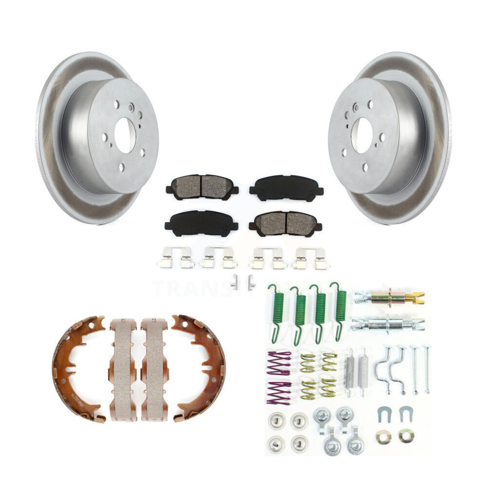Rear Disc Coated Rotors Semi-Metallic Pads Parking Brake Shoes And Hardware Kit For KGS-103446