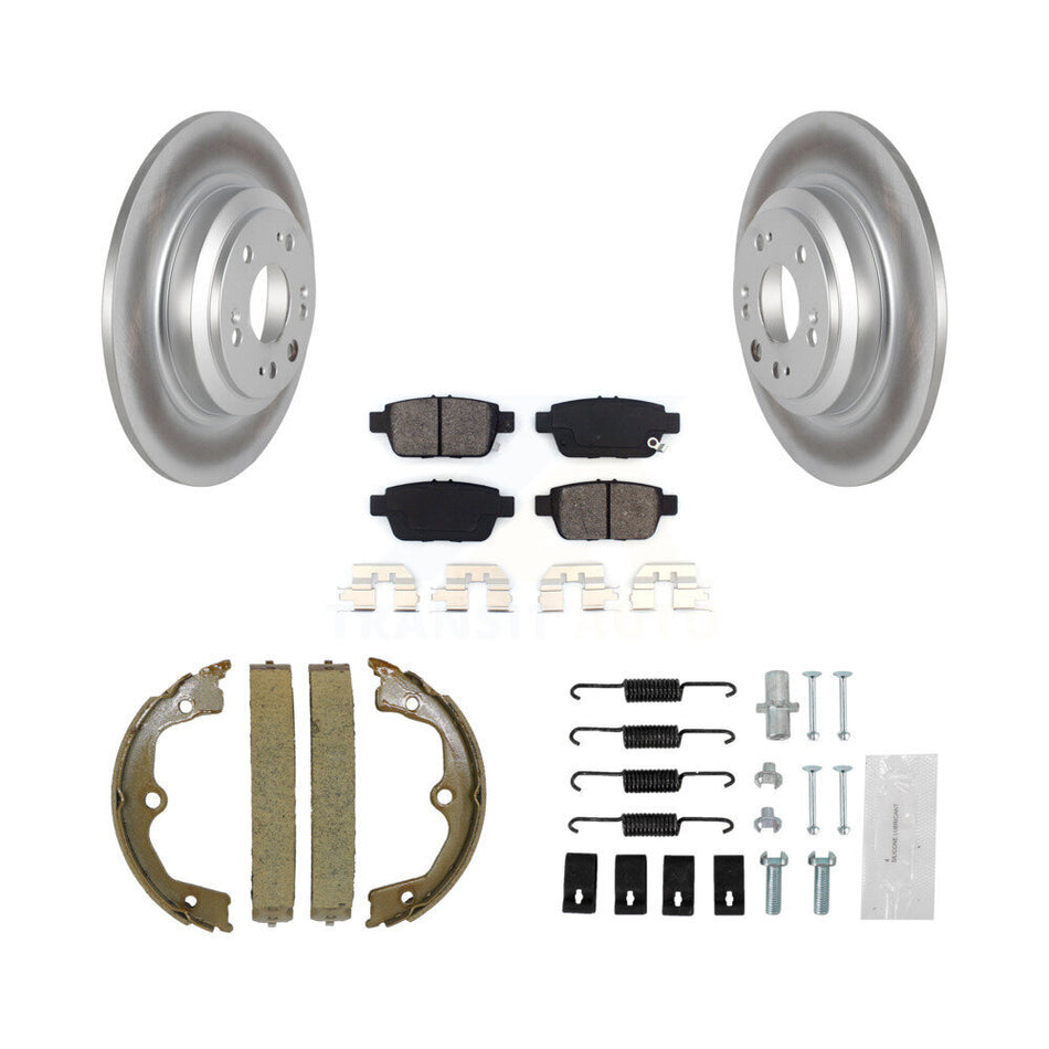 Rear Disc Coated Rotors Semi-Metallic Pads Parking Shoes Hardware Kit For 09-14 Acura TL KGS-103449