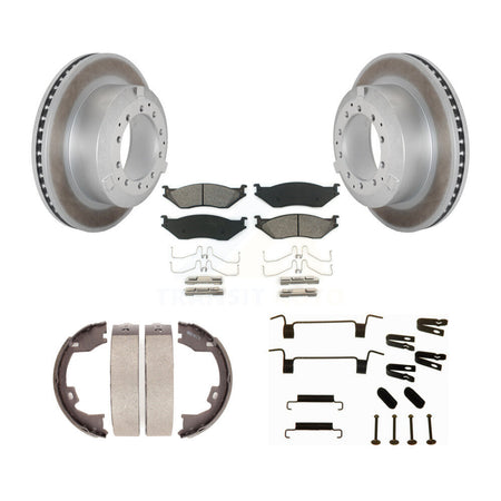 Rear Disc Coated Rotors Semi-Metallic Pads Parking Shoes Hardware Kit For Ford F-450 Duty KGS-103453