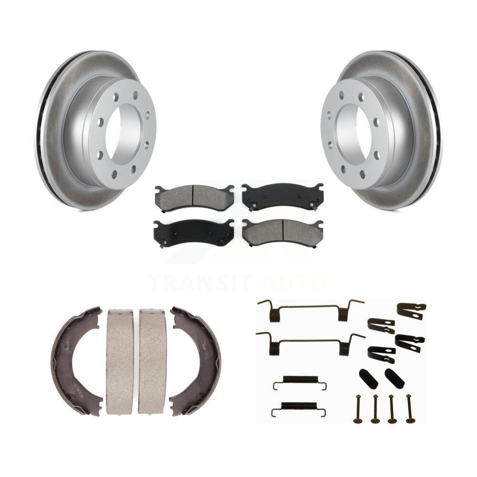 Rear Disc Coated Rotors Semi-Metallic Pads Parking Shoes Hardware Kit For Chevrolet 2500 KGS-103458