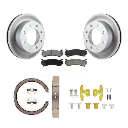 Rear Disc Coated Rotors Semi-Metallic Pads Parking Shoes Hardware Kit For Chevrolet 1500 KGS-103467