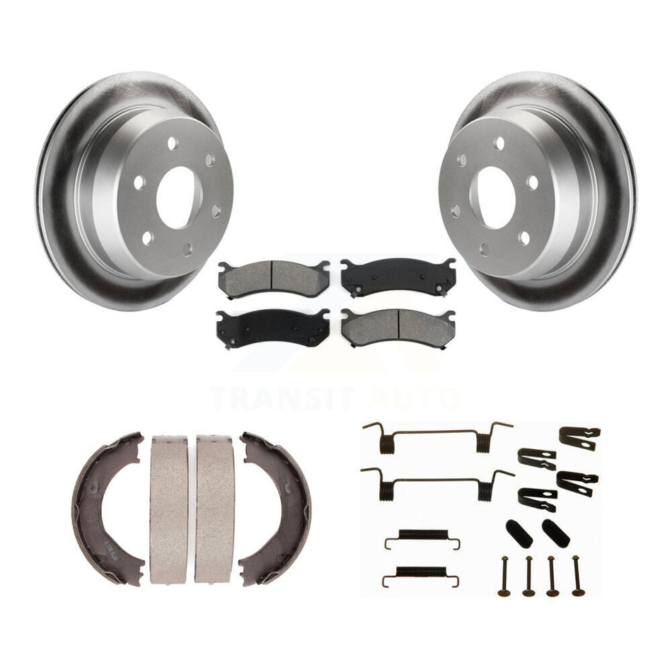 Rear Disc Coated Rotors Semi-Metallic Pads Parking Shoes Hardware Kit For Chevrolet 2500 KGS-103469