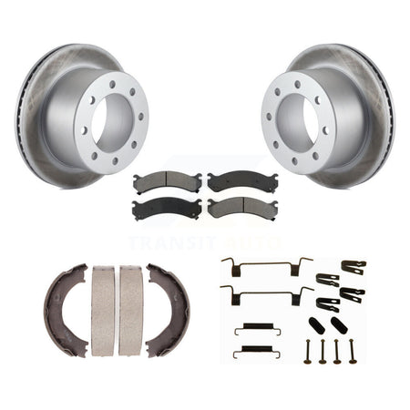 Rear Disc Coated Rotors Semi-Metallic Pads Parking Brake Shoes And Hardware Kit For KGS-103471