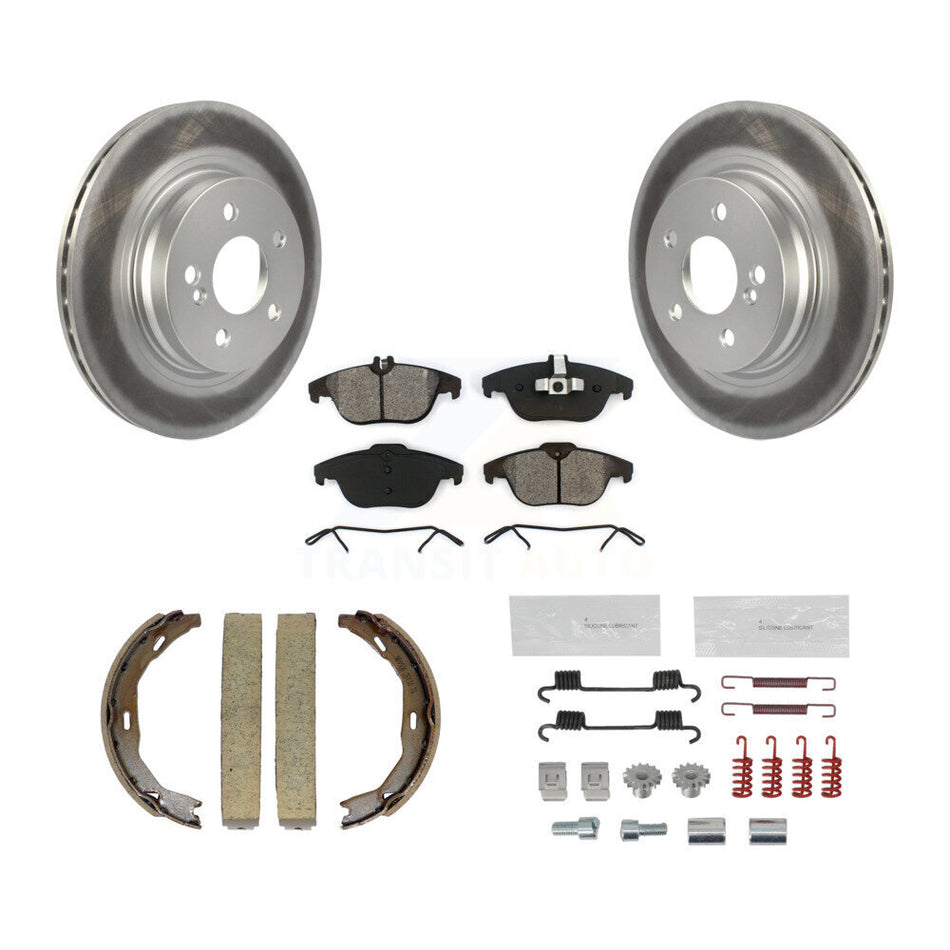 Rear Disc Coated Rotors Semi-Metallic Pads Parking Shoes & Hardware Kit For Mercedes-Benz KGS-103474