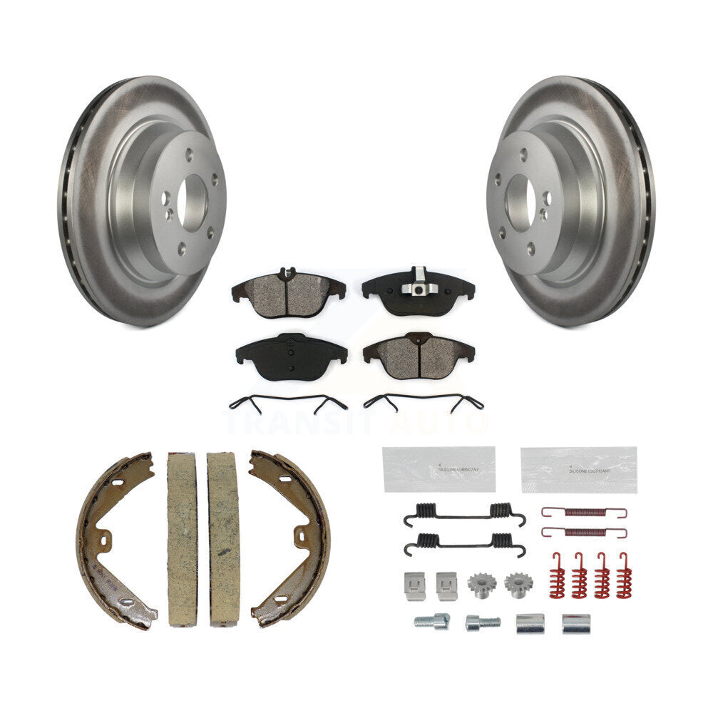 Rear Disc Coated Rotors Semi-Metallic Pads Parking Shoes & Hardware Kit For Mercedes-Benz KGS-103475