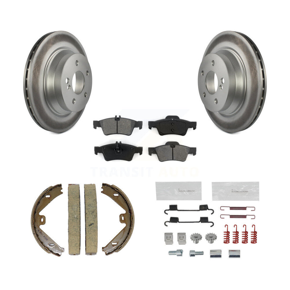 Rear Disc Coated Rotors Semi-Metallic Pads Parking Shoes & Hardware Kit For Mercedes-Benz KGS-103476