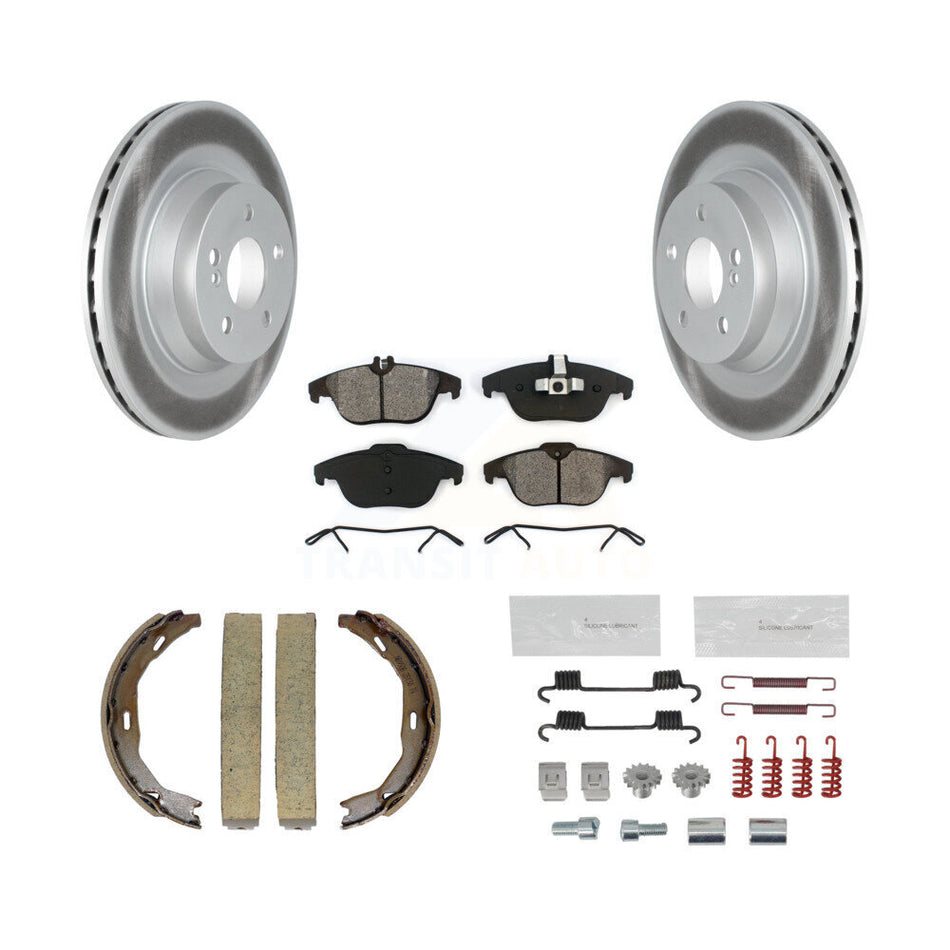 Rear Disc Coated Rotors Semi-Metallic Pads Parking Brake Shoes And Hardware Kit For KGS-103477