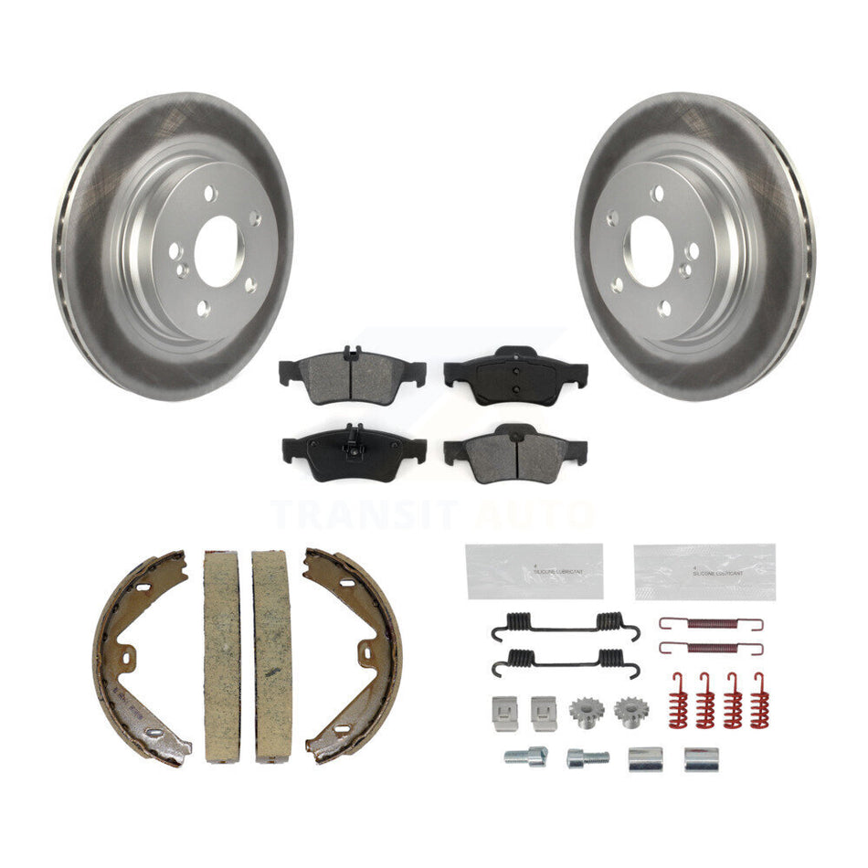 Rear Disc Coated Rotors Semi-Metallic Pads Parking Brake Shoes And Hardware Kit For KGS-103478