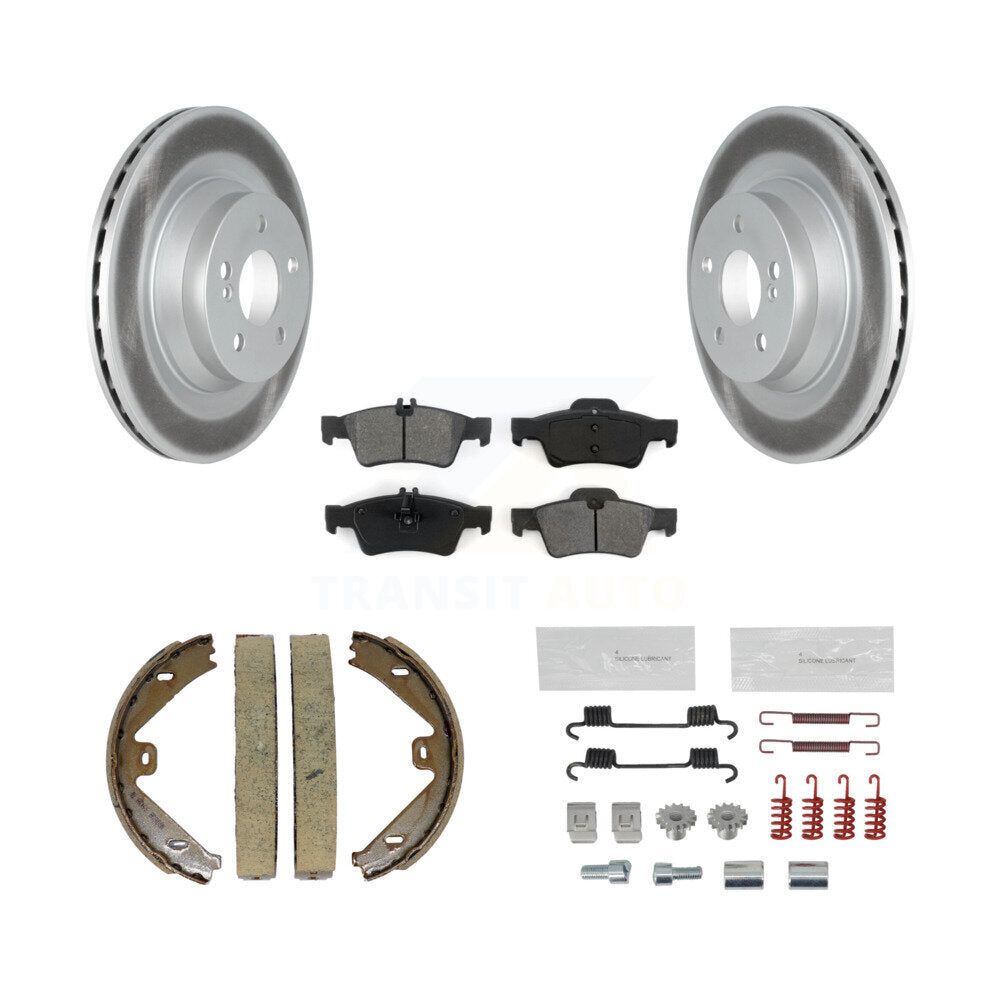 Rear Disc Coated Rotors Semi-Metallic Pads Parking Shoes & Hardware Kit For Mercedes-Benz KGS-103479