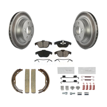 Rear Disc Coated Rotors Semi-Metallic Pads Parking Shoes & Hardware Kit For Mercedes-Benz KGS-103480