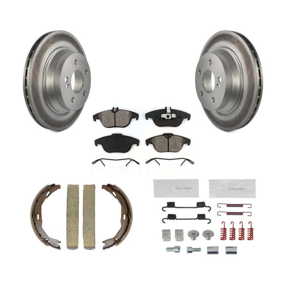 Rear Disc Coated Rotors Semi-Metallic Pads Parking Shoes & Hardware Kit For Mercedes-Benz KGS-103480