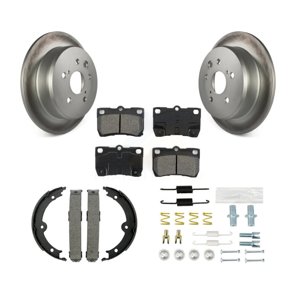 Rear Disc Coated Rotors Semi-Metallic Pads Parking Shoes And Hardware Kit For Lexus IS250 KGS-103488