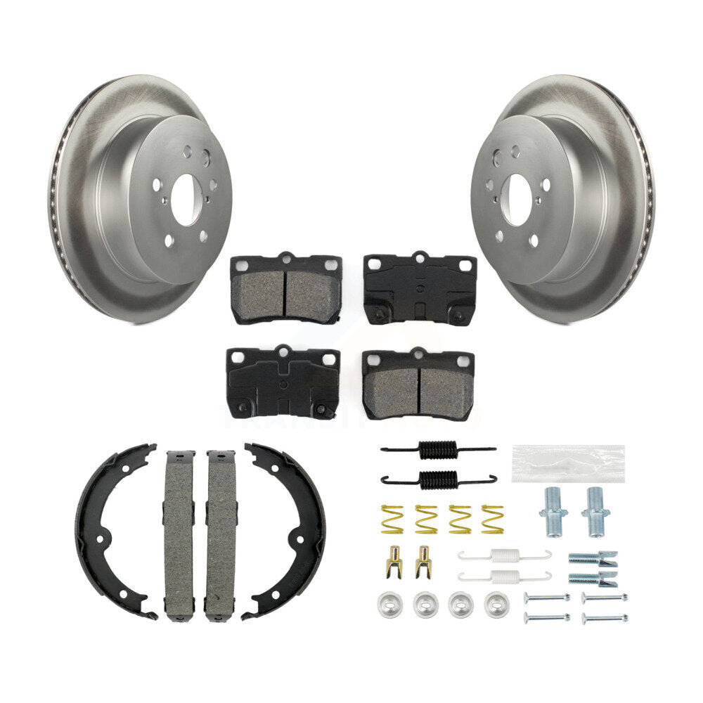 Rear Disc Coated Rotors Semi-Metallic Pads Parking Shoes And Hardware Kit For Lexus IS250 KGS-103489