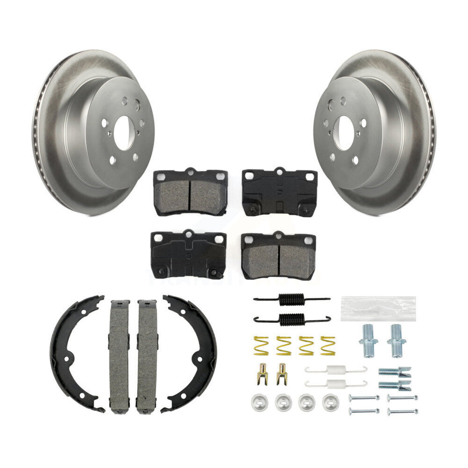 Rear Disc Coated Rotors Semi-Metallic Pads Parking Shoes And Hardware Kit For Lexus IS250 KGS-103489